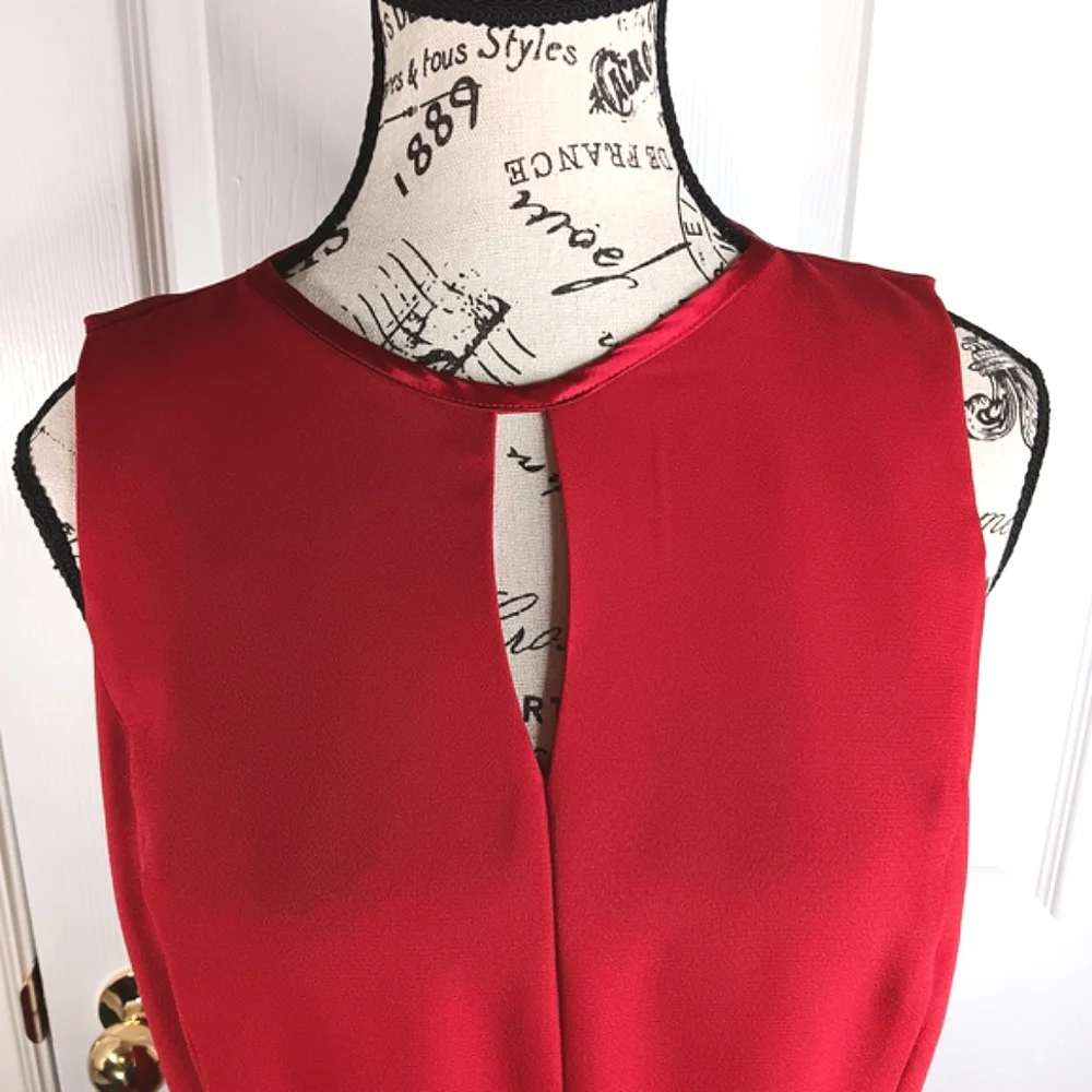 Petite Sophisticate Red Formal Midi Dress Size 8 With Bolero Jacket Wedding - Picture 8 of 16